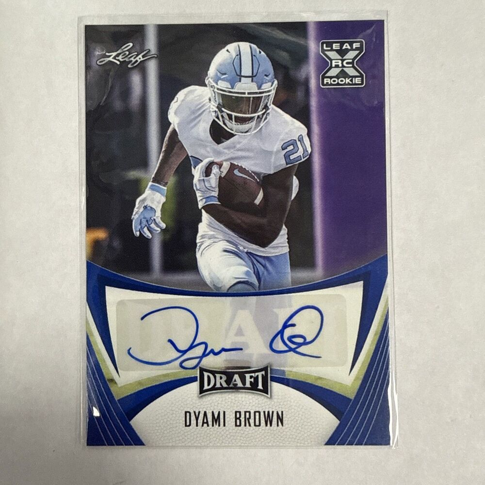 2021 Leaf Draft - Autographs Blue #BA-DB1 Dyami Brown (AU, RC) Commanders RARE!